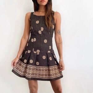 Free People Black and Gold Mini Dress